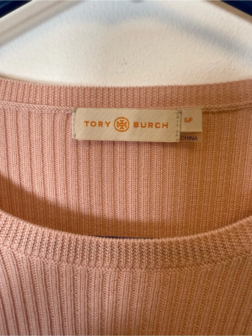 Tory Burch Pink Ribbed Knit Wool Sweater Crewneck Bell Sleeves Women’s Small